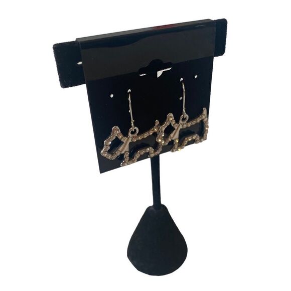 Rhinestone & Silver Scottie Dog Earrings. - Picture 2 of 6